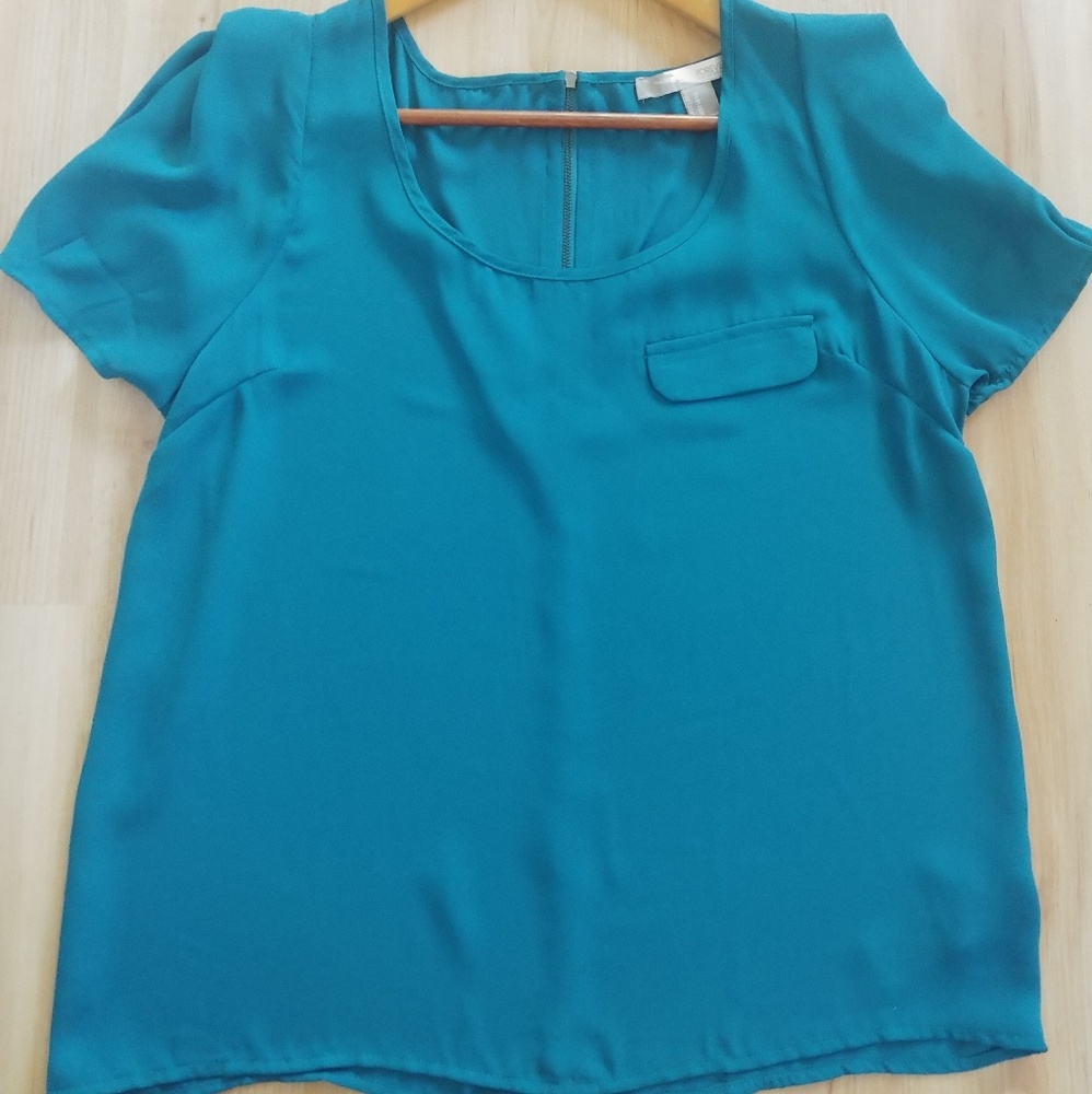 Women's Forever 21 Dark Teal Chiffon Top